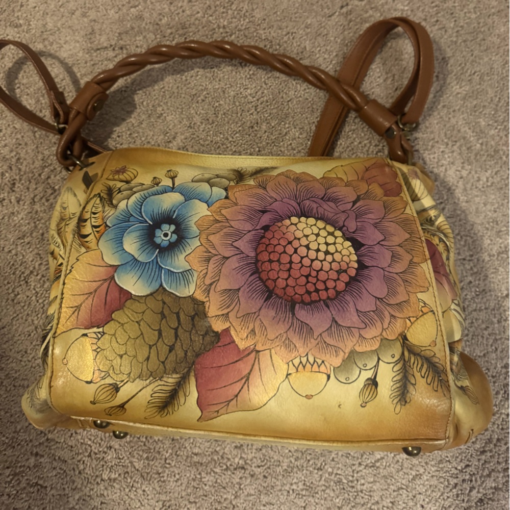 Anushka hand painted XLarge leather handbag